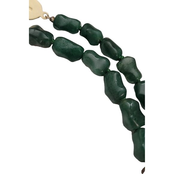 Silver Chinese Export Red Cloisonné, Aventurine Knotted Bead Necklace 30" L E869 - Picture 7 of 12